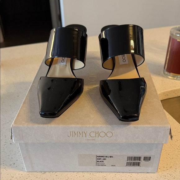 Jimmy Choo Black Patent Leather Mules - Picture 1 of 4
